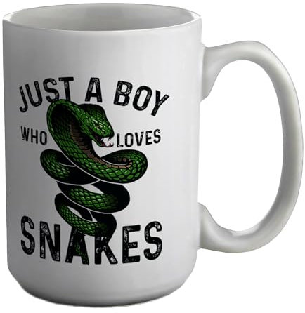 Shopagift Boy who Loves Snakes Mug Cobra Pet Reptile White 15oz Large Ceramic Cup