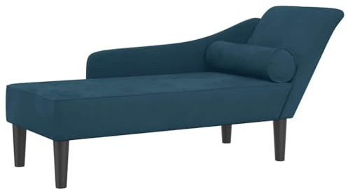 vidaXL Chaiselongue, Indoor Lounge Sofa mit Kissen, Gepolsterte Recamiere für Wohnzimmer Schlafzimmer Büro, Relaxliege Couch, Blau Samt