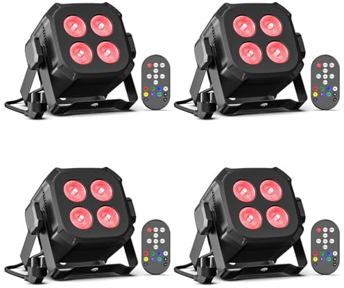 Rtktoup 4PCS RGBW Par LED Lumière de Scène, 40W Lumière Fête DMX 4/8CH avec Télécommande Éclairage de Scène, Lumière Soirée DJ pour Disco Show Bar Mariage Concert Halloween Noël