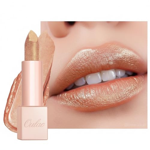 Oulac Infinity Moisture Lipstick - Gold Nude Lip Blam for Extremely Dry, Cracked Lips, Diamond Shimmer & High Shine, Long-Lasting Hydration Lips, Vegan & Clean Beauty Formula, 4.5g PG13