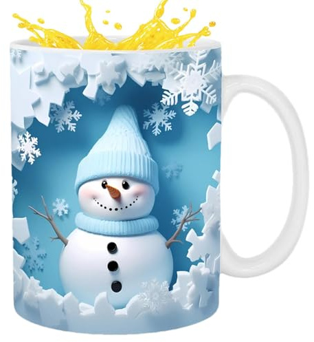 Weihnachtliche Schneemann-Kaffeetasse, Geschenk, niedliche Weihnachtstassen, Cartoon-Keramik-Trinkbecher, Griff-Design, lustige Keramiktasse, Heimdekoration, Tischdekoration für Familienfeiern