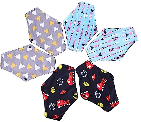 Didiseaon 6piezas Compresas Sanitarias Reutilizables De Bambú Con Activo Absorbentes Para Flujo Menstrual y Protección Cómoda