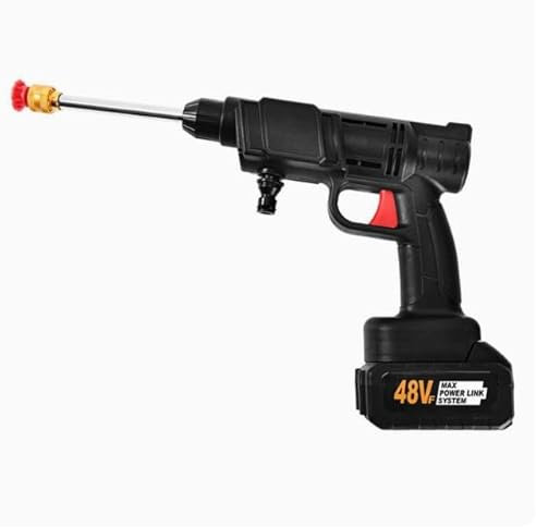 Nettoyeur Haute Pression à Batterie, Nettoyeur Haute Pression sans Fil avec 2 x 16680VF Batteries et Boîte de Rangement, Distance de Pulvérisation d’Eau de 0 à 8 Mètres, pour Voitures Jardin