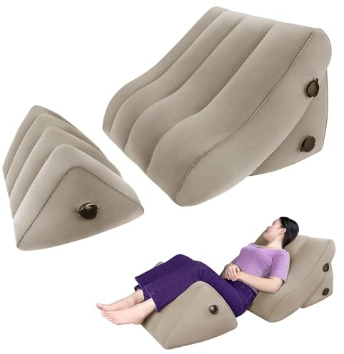 Set di cuscini a cuneo gonfiabili per dormire, cuscino post-intervento regolabile, set di cuscini a cuneo ortopedici per letto per il reflusso acido, per dormire, supporto per gambe e schiena