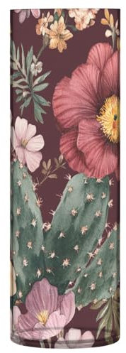 Florero de flores primaverales de cactus, clavel, narciso, borgoña, florero de plástico de 11.8 pulgadas, moderno y decorativo, para decoración de bodas, mesas de oficina, fiestas