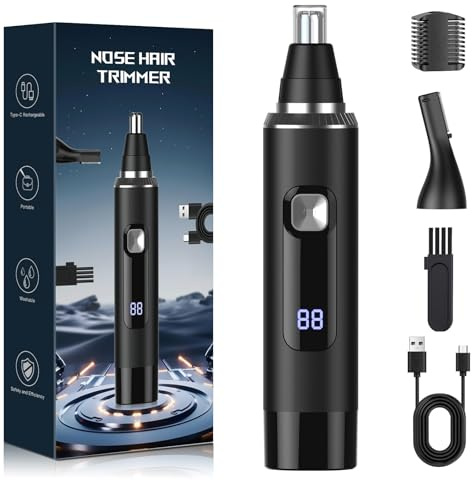 Recortador de vello nasal 2 en 1 USB recargable Recortador de vello nasal y auricular, recortador profesional indoloro con cuchillas de doble filo, fácil de limpiar