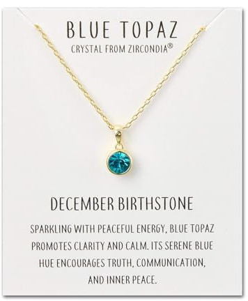 Philip Jones 18k guldpläterad december (blå topas) månadssten halsband skapat med Zircondia® kristaller