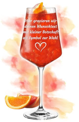 Leonardo Aperolglas 560ml mit Gravur - personalisiertes Glas mit Namen oder Wunschtext - Geschenkidee für Frauen & Männer - Aperol Spritz und Cocktail Liebhaber - Weinglas für Sangria & Lillet