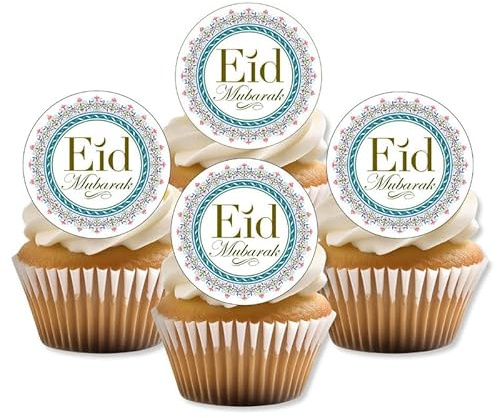 Eid Mubarak Edible Cupcake Toppers | PRECUT Colourful Islamic Cake Decorations