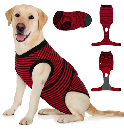 AUYAO Hundebody Nach Op, Atmungsaktiv Pet Recovery Suit | Anti-Lecken Wundschutzanzüge mit Klettverschluss, Operationsbody für Hündin & Rüde Kastration kleiner Hund Nach Op Wundschutz