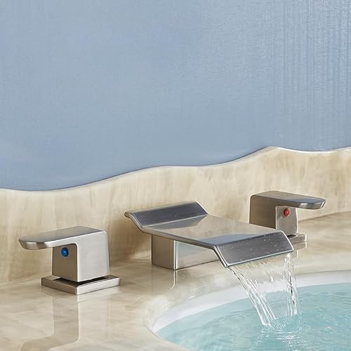 QTANZIQI Rubinetto per lavabo, Doppia Maniglia, lavabo da Bagno, Miscelatore con Montaggio su Ponte, Acqua Calda e Fredda, Gru per Bagno(C)