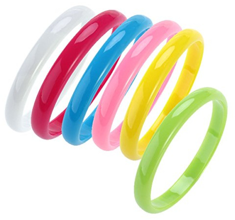 BESTOYARD 6Pcs Fashion Plastic Bangle Bracelets, Mixed Candy Colors for Halloween Jewelry DIY Children Kids Decoration