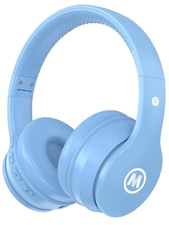 Mokata Headphones Kids Bluetooth 5.4 Wireless Play Time 68H Safe Volume Limit 85/94dB Over-Ear Foldable Headset,Fast Charging,with Aux Cord Built-in Mic for Toddler Child Pad Study Tablet Blue