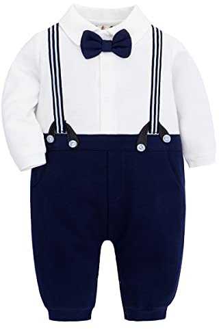 Famuka baby Bodies sparkdräkter Dräkter klädset Baby pojke Kläder (12-18 månader, Blå)