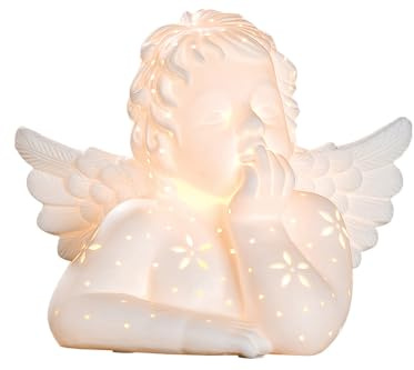 Gilde lampa ängel - porslin hålmönster B 25 cm
