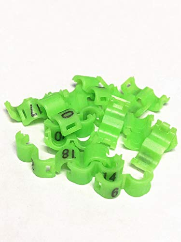 fpigeon 2.7mm 3mm 4mm 4.5mm 5mm Birds Leg Clips Open snap Canary Parrot Rings Bands Number Plastic 1-20 (5mm,Green)