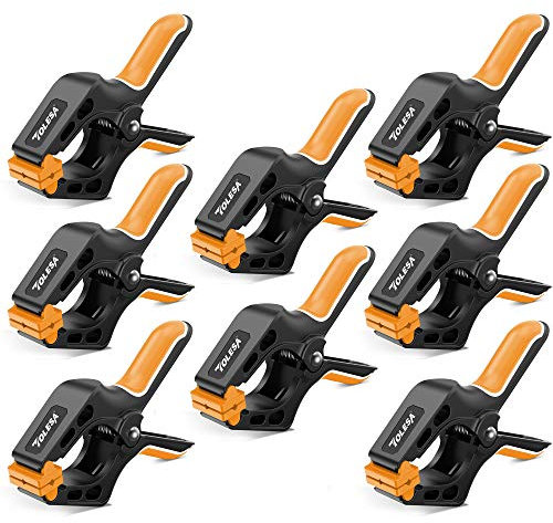 TOLESA klemmzwingen Set 8 Stück für Leimen, Pool, Fotografie, Holz, 4 Inch (100mm) Klemme Nylon Federklemmen Federzwingen mit Hoher Spannkraft 6.8 kg Federzwinge Set Groß Spannweite 46mm