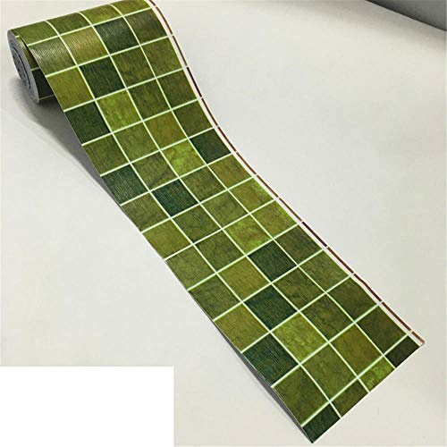 Tapetenbordüre selbstklebend PVC Sockelleiste Dekorative Bordüre Selbstklebende Home Bordüre Küche Badezimmer Wohnzimmer Grünes Mosaik 10cm X 1000cm