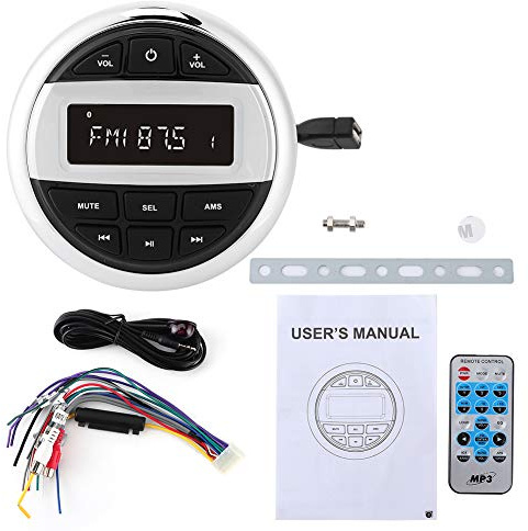 Bluetooth Reproductor estéreo MP3 FM Am o Radio Carga USB para Barcos UTV de Yates Marinos