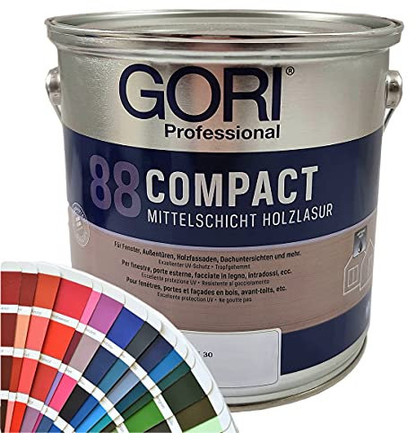 Gori 88 Compact Mittelschicht Holzlasur Sonderfarbtöne (2,50Liter, 2075 Antikweiss)