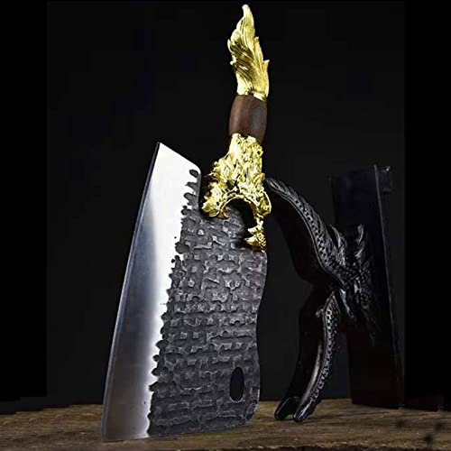 WYGC Hackmesser Hacken Sie die Knochen Hackmesser Damaskusmesser des Fleischbeil-Fleischbeil-Küchenchefs Mit Holzgriff 42CM