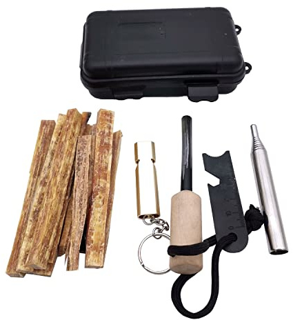 WDOPEN Fire Starting Kit, Outdoor Survival Kit, Includes Multiple Fire Starting Systems and Emergency Tinder Sources, Perfect for Camping, Hiking