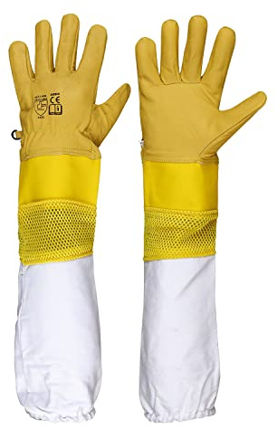 Urbansbee Guanti da Apicoltura - Guanti Lunghi Resistenti in Pelle per Apicoltura, Protezione Durevole e Comoda per Mani e Avambracci, Ideali per Apicoltori e Giardinaggio (12, 2001)