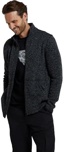 Mountain Warehouse Veste en Polaire Idris II pour Homme - Entièrement zippée, Respirante, légère - Encolure Droite, Poches latérales - Les Voyages et Le Plein air, Hiver Noir L