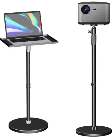 HOIN Beamer Ständer, Multifunktionaler Bodenständer verstellbar Höhe von 78.79cm bis 106.68cm,Schmieden aus hochwertiger Aluminiumlegierung, mit Platte,Kugelkopf Perfekt für Laptop, Projektor,Kamera