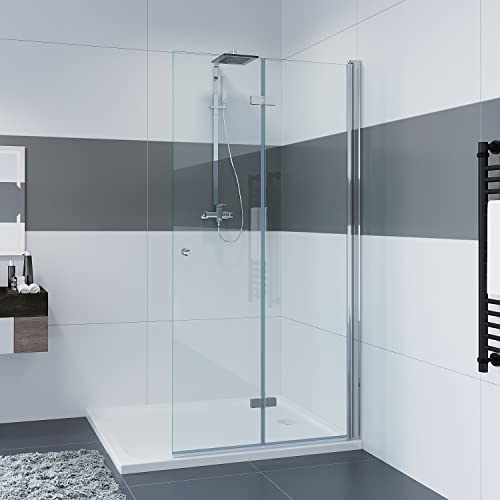 IMPTS walk in Dusche 120x185 cm Duschwand Glas Duschkabine Duschtrennwand falttüren Begehbare duschabtrennung Rahmenlos, OHNE Duschwanne