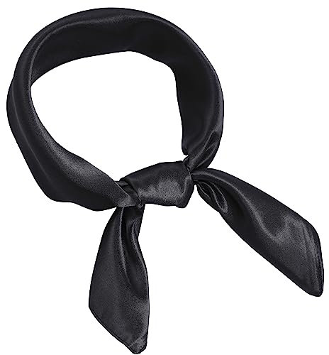 Pistha Chiffon Schal Quadratisch Band Halstuch Satin Schal Taschentuch für Halloween Retro Frauen Mädchen Kostüm Zubehör, Schwarz, 23.6*23.6 inch