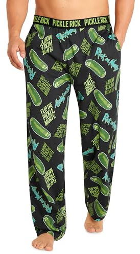 RICK AND MORTY Pantalones de Pijamas para Hombres - Pijamas Tallas S-3XL Regalos Navidad (Negro/Verde, XXL)