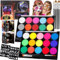 MOYKSRR Peinture Corporelle pour Le Visage, Palette de Maquillage Enfants, 30 Couleurs Peinture Visage avec 4 Pinceaux, 40 Pochoirs, Bodypainting, Peinture pour le Visage pour Halloween,Noël,Carnaval