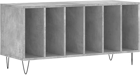 vidaXL Armoire à disques Gris béton 100x38x48 cm Bois d'ingénierie