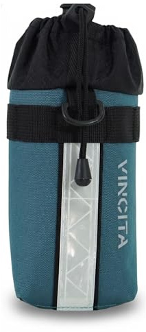 Vincita Voyage Vorbautasche Fahrrad Wasserflaschenhalter Isolierte Vorbautasche Lenkerbefestigung Getränkehalter Lebensmittel Snack Aufbewahrung für Falträder (Blau, Medium)…