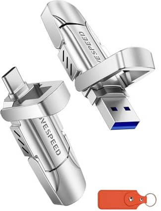 MOVE SPEED USB Stick 1TB, Neuauflage Professionelle Externe SSD mit 560 MB/s, Dual USB C Stick & USB-A 3.2 Gen 2, Zink-Body, Kompatibel mit iPhone 15/16/17 Pro (ProRes 4K), MacBook, Windows & Android