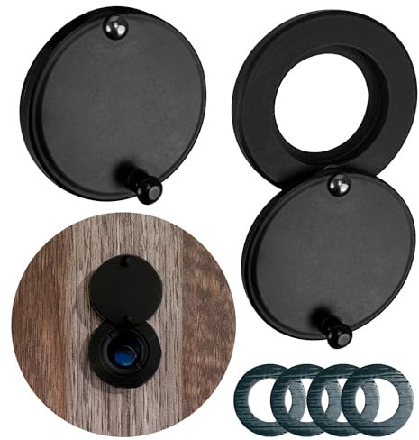 2Pcs Peephole Cover, Door Viewer Peep Hole Cover with Self Adhesive Installation Tool Door Peephole Cover for Apartment Home Hotel Dormitory Office Peephole Protector (Black)