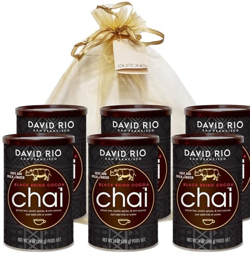 GUSTONE. David Rio Geschenkset Black Rhino Cocoa 6 x 398g Dosen Chai Latte
