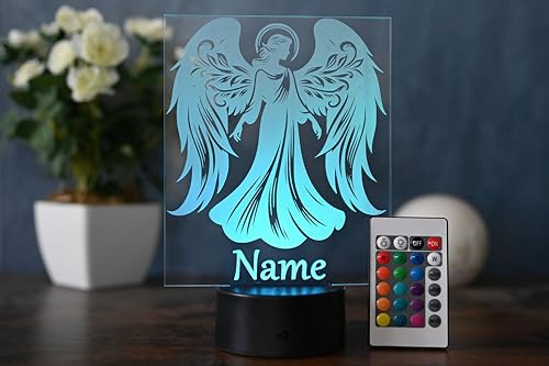 Optechvisual Personalisierter LED Engel, als Tischlampe zur Dekoration, der Frieden und Schutzgefühl kombiniert, 000000004
