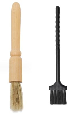 YAFIYGI 2 Pack Coffee Grinder Cleaning Brush Heavy Wood Handle Natural Bristles Dusting Espresso Brush and Nylon Espresso Machine Brush Burr Grinder Cleaner for Toaster Pollen Pot Barista Kit Tool