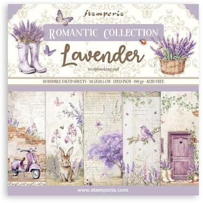 Stamperia - Scrapbook Paper Pad for Scrapbooking, Albums, Card Making, Bullet Journalling and More, Acid Free, Double-Sided, Perfect for Hobbies, Crafts, and Gifting (Lavender) (30.5 x 30.5cm)
