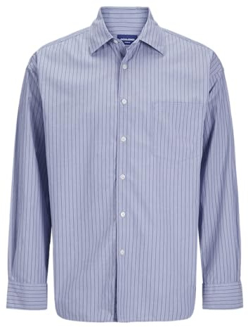 Joratlas Poplin Oversized skjorta Ls, Chambray Blue, L