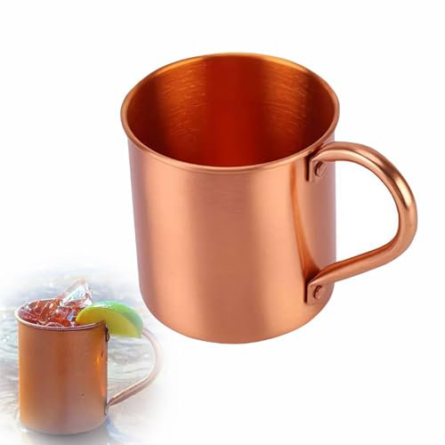 Taza de cobre puro, taza de cobre con mango, taza de café de cobre puro sólido para cóctel, café, cerveza, leche
