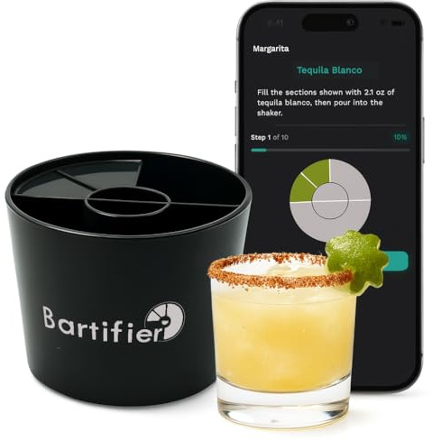 Bartifier Máquina portátil para hacer cócteles – 380 cócteles y 100 cócteles sin alcohol, impulsado por una aplicación. Kit de bar para el hogar, juego de fabricación de cócteles. Regalo para hombres,