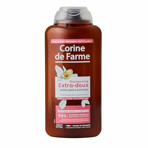 Corine de Farme - Shampooing Extra-Doux à l’Huile d’Amande Douce - Nettoie et Fortifie les Cheveux - Formulation Clean Beauty, Sans Paraben - 500 ml