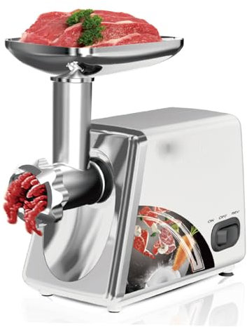 Meat Grinder, Heavy Duty Meat Mincer,2500w Electric Stainless Steel Meat Grinder with 1 Stainless Steel Blades & 3 Stainless Steel Grinding Plates, for Home Kitchen and Commercial Using