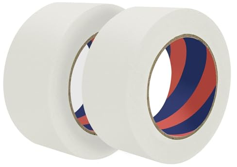 Duccinp Lot de 2 rouleaux de ruban de masquage blanc de 50 mm x 50 m pour intérieur et extérieur, ruban adhésif moyen pour bricolage, artisanat, peinture, retrait facile