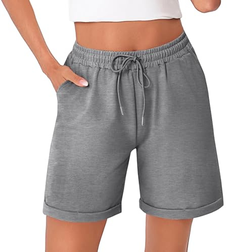 Litherday Shorts dam, korta byxor, dam, sportbyxor, korta bomull, sportshorts, sommar, joggingbyxor, träningsbyxor med fickor för fitness, löpning, gym