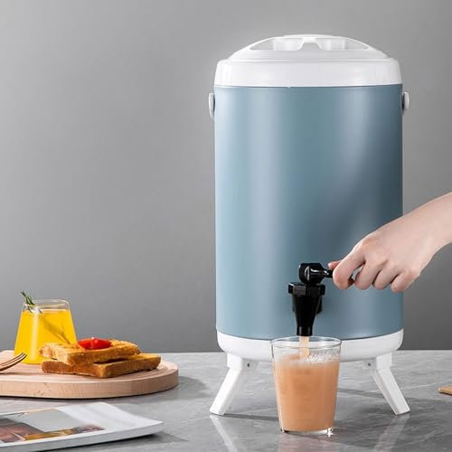 Distributeur De Boissons Isolé Commercial, Distributeur De Thé De Boisson en Acier Inoxydable 8L/10L/12L avec Couvercle Et Robinet, Chaudière À Café pour Le Lait, Thé Au Lait, Jus, Café, Eau Chaude