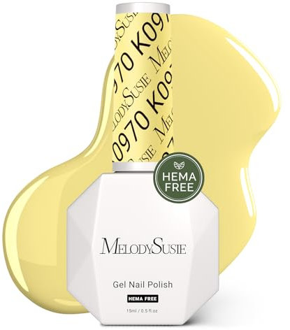 MelodySusie Hema Free Gel Nail Polish, 0.5 Fl Oz Thick Light Yellow Gel Polish, Non-Toxic, Long Lasting, Soak Off UV Nail Polish, Manicure Nail Design Salon DIY Nail Art at Home K0970